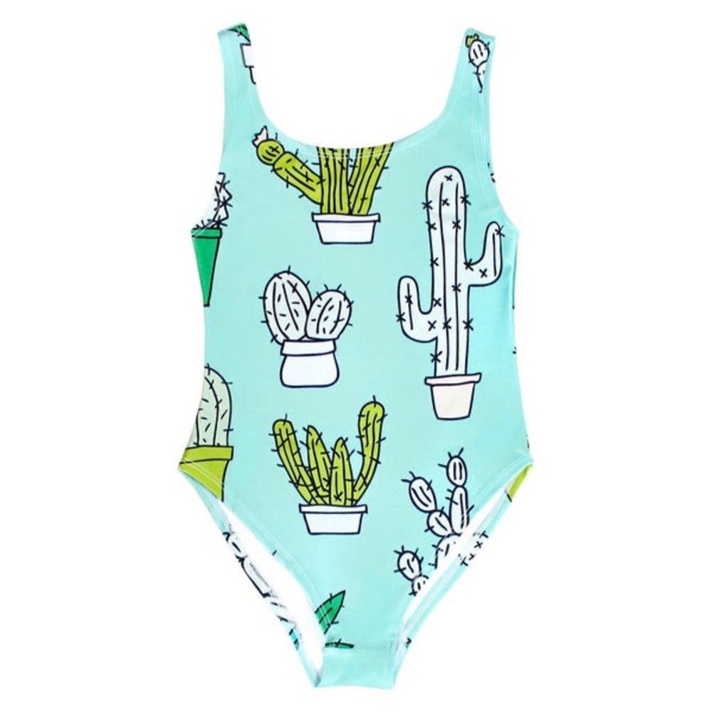 Cactus Print Kids One Piece Swimsuit